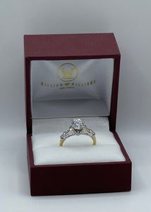 18k Yellow Gold and Platinum Wedding Ring Set with 1.52ct Round Center Diamond