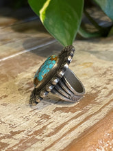 Load image into Gallery viewer, Calvin Martinez Navajo Handmade Sterling Silver Royston Turquoise Ring, Size 8
