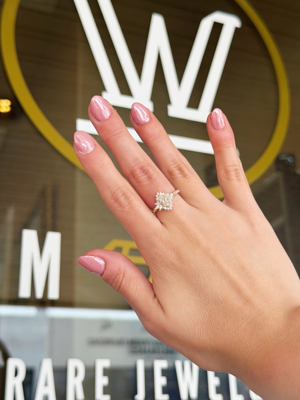 Yellow Gold & Diamond Halo Engagement Ring