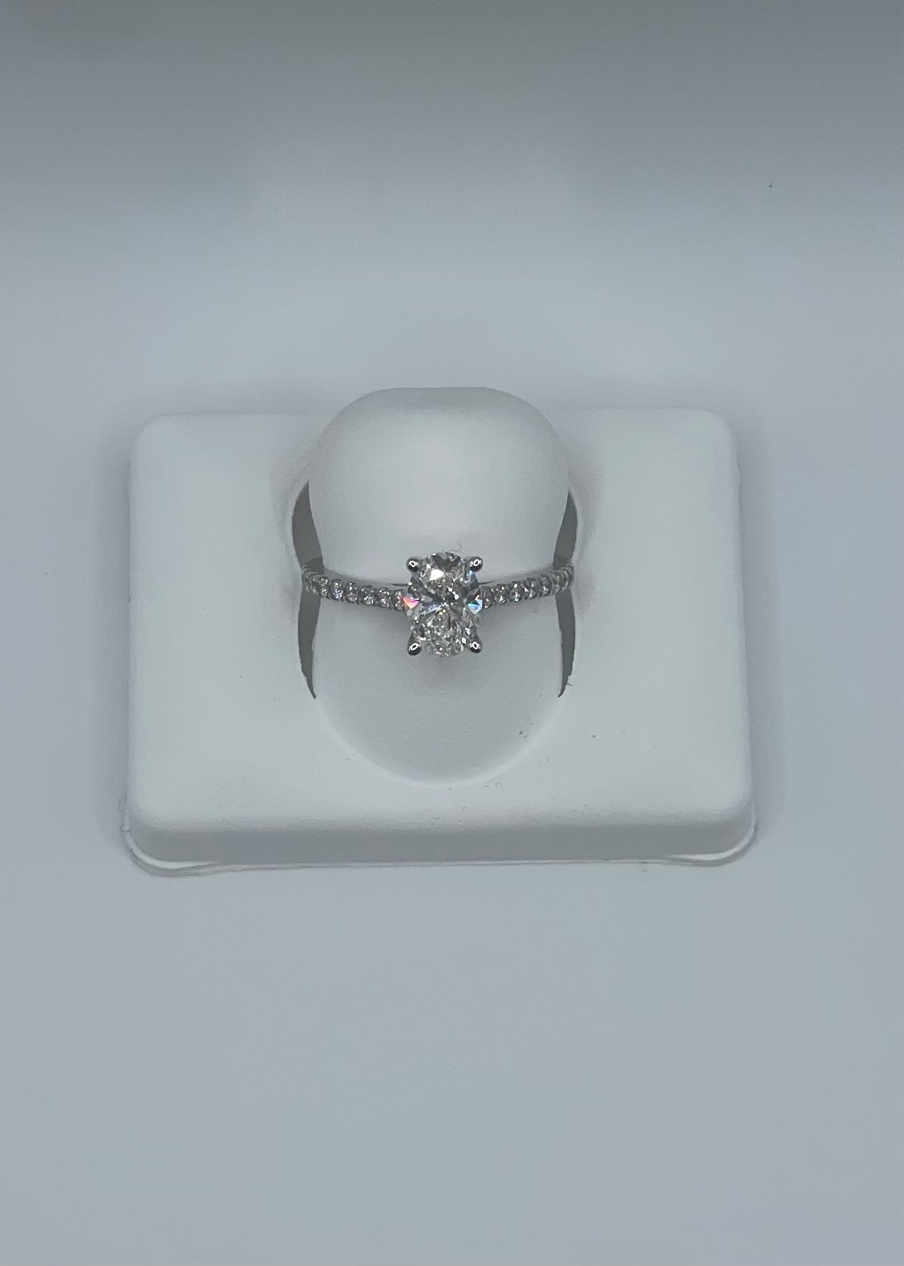 14K White Gold Oval-Cut Diamond Engagement Ring - 0.89 Carat, Lab G-H VS1