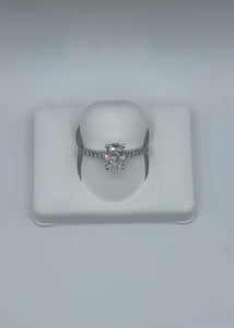 14K White Gold Oval-Cut Diamond Engagement Ring - 0.89 Carat, Lab G-H VS1