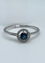 Load image into Gallery viewer, 14k White Gold Round Sapphire and Diamond Halo Ring
