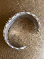 Native American Navajo Handcrafted Sterling Silver Cuff Bracelet with Red Coral and Turquoise