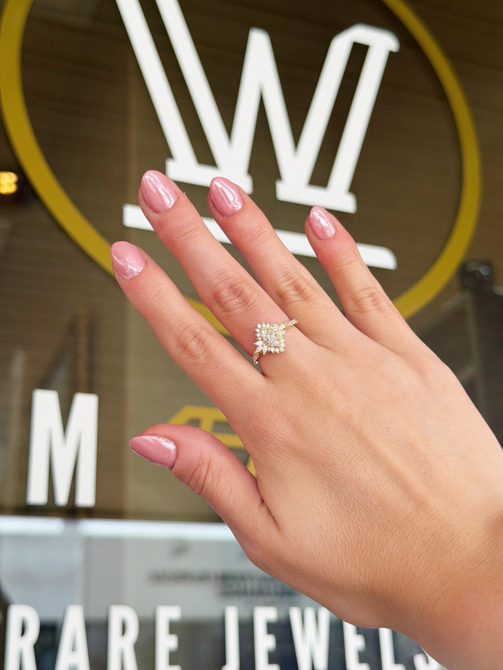 Yellow Gold & Diamond Halo Engagement Ring