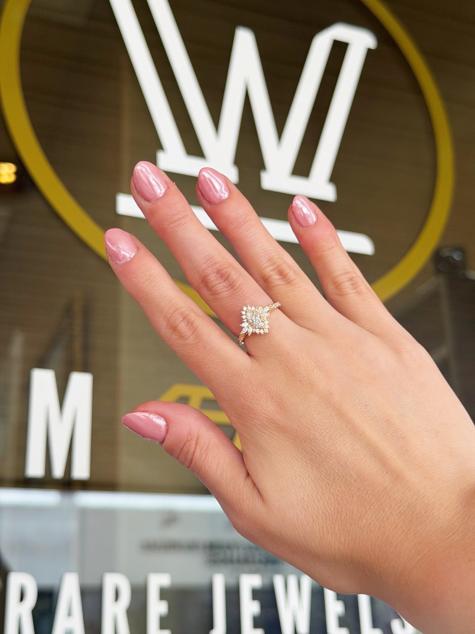 Yellow Gold & Diamond Halo Engagement Ring