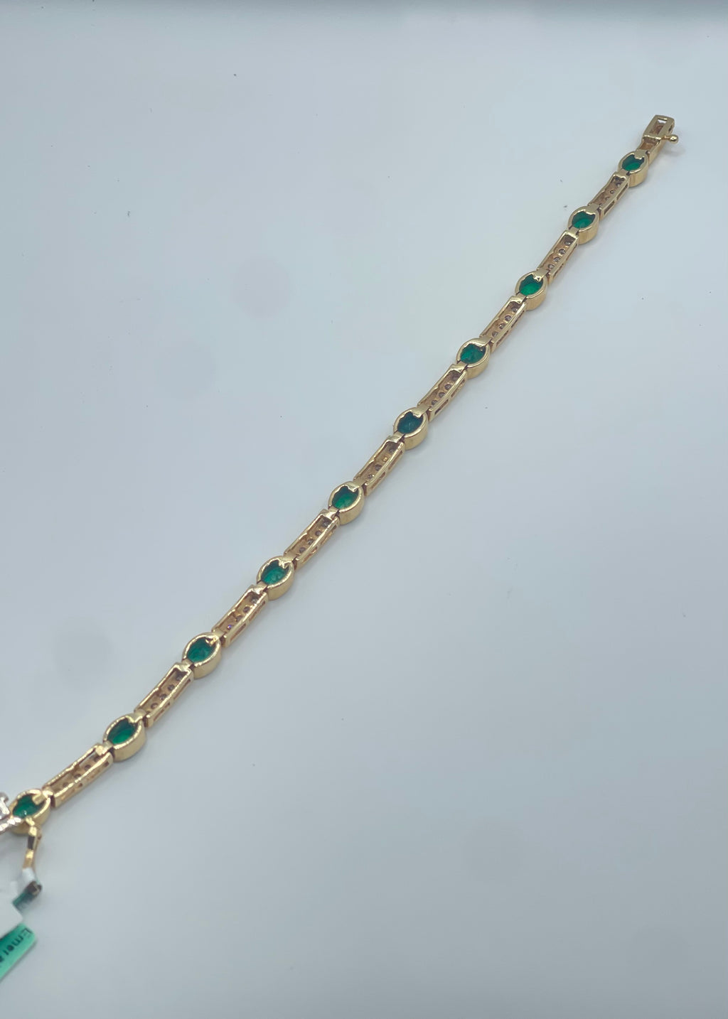 14k Yellow Gold Diamond and Emerald Bracelet
