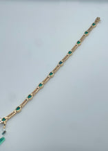 Load image into Gallery viewer, 14k Yellow Gold Diamond and Emerald Bracelet
