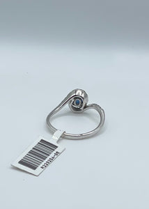 14k White Gold Oval Sapphire and Diamond Ring