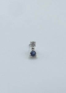 Sapphire and Diamond Platinum Dangle Earrings - 0.39ct Diamonds, 0.58ct Sapphires