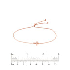 14K Gold Adjustable Small Beaded Cross Bracelet
