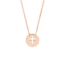 Load image into Gallery viewer, 14K Gold &#39;So You&#39; Mini Cutout Cross Adjustable Necklace
