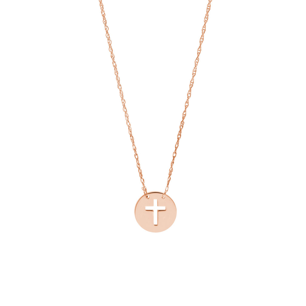 14K Gold 'So You' Mini Cutout Cross Adjustable Necklace
