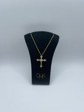 Load image into Gallery viewer, Diamond and 14k Yellow Gold Cross Necklace
