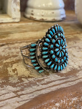 Load image into Gallery viewer, Vintage Navajo JMB Signed Sterling Silver Cuff Bracelet with 74 Turquoise Stones
