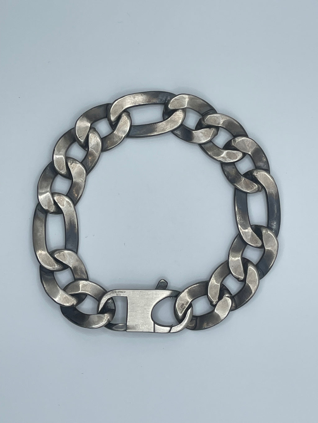 Handcrafted Italian 15mm Figaro Chain Bracelet in .925 Sterling Silver, 9"