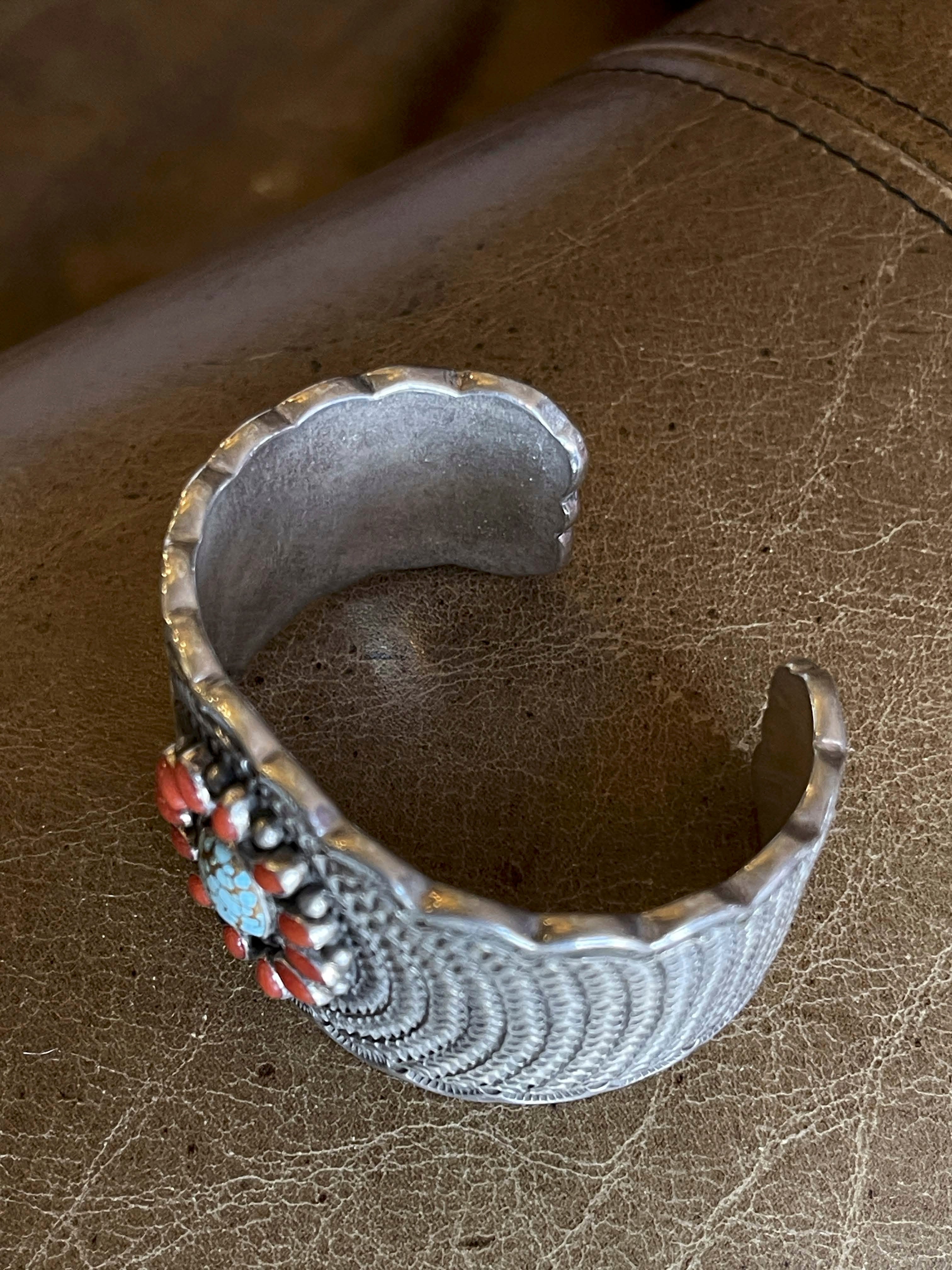 Native American Navajo Handcrafted Sterling Silver Cuff Bracelet