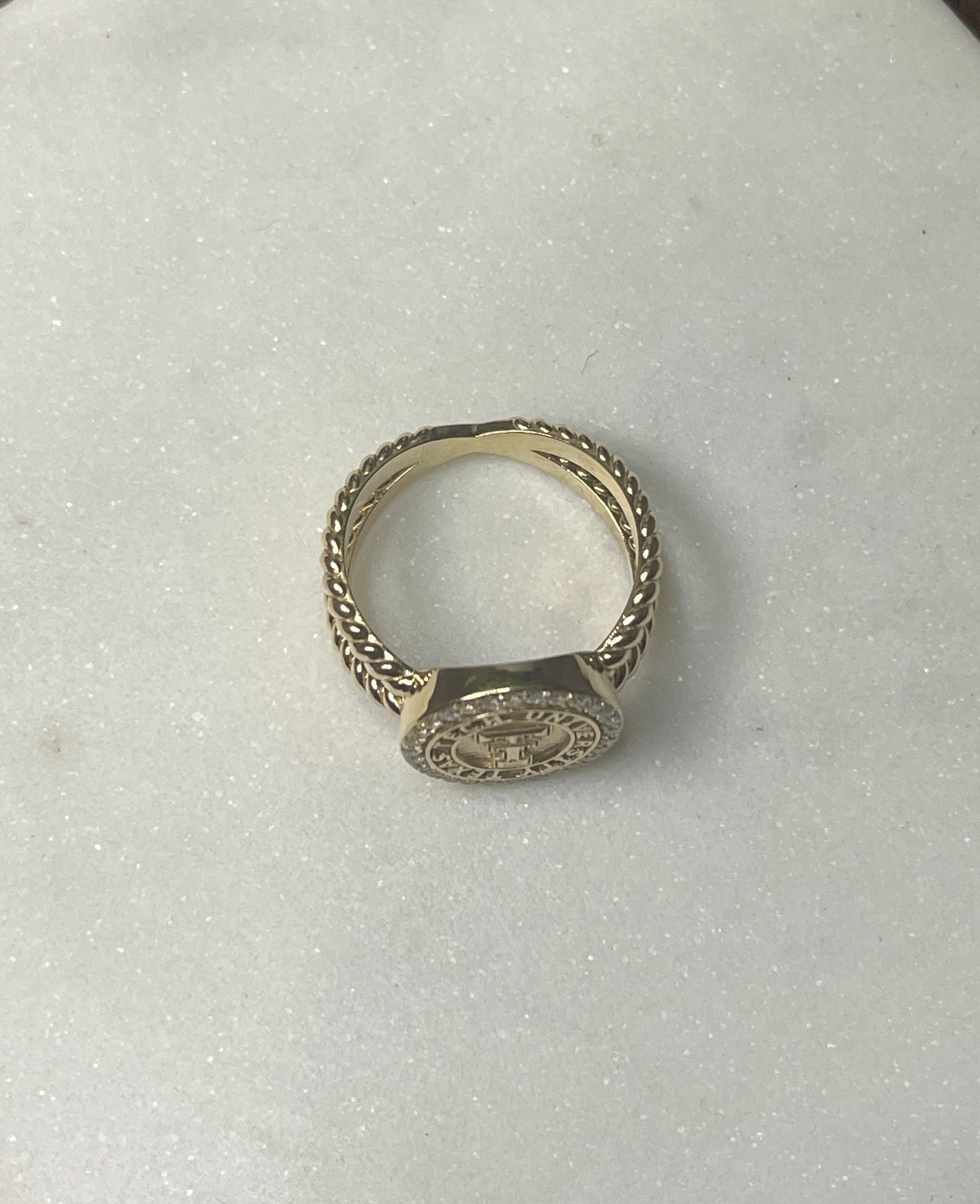 Texas Tech Rope Ring With Diamonds