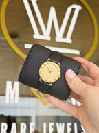 Tiffany & Co. Solid 18K Gold Dress Watch on Noir Leather