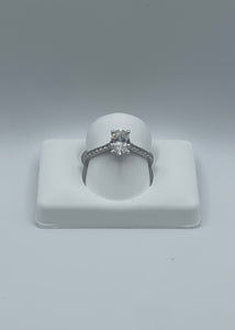 14K White Gold Oval-Cut Diamond Engagement Ring - 0.89 Carat, Lab G-H VS1