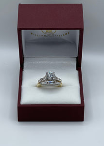 18k Yellow Gold and Platinum Wedding Ring Set with 1.52ct Round Center Diamond