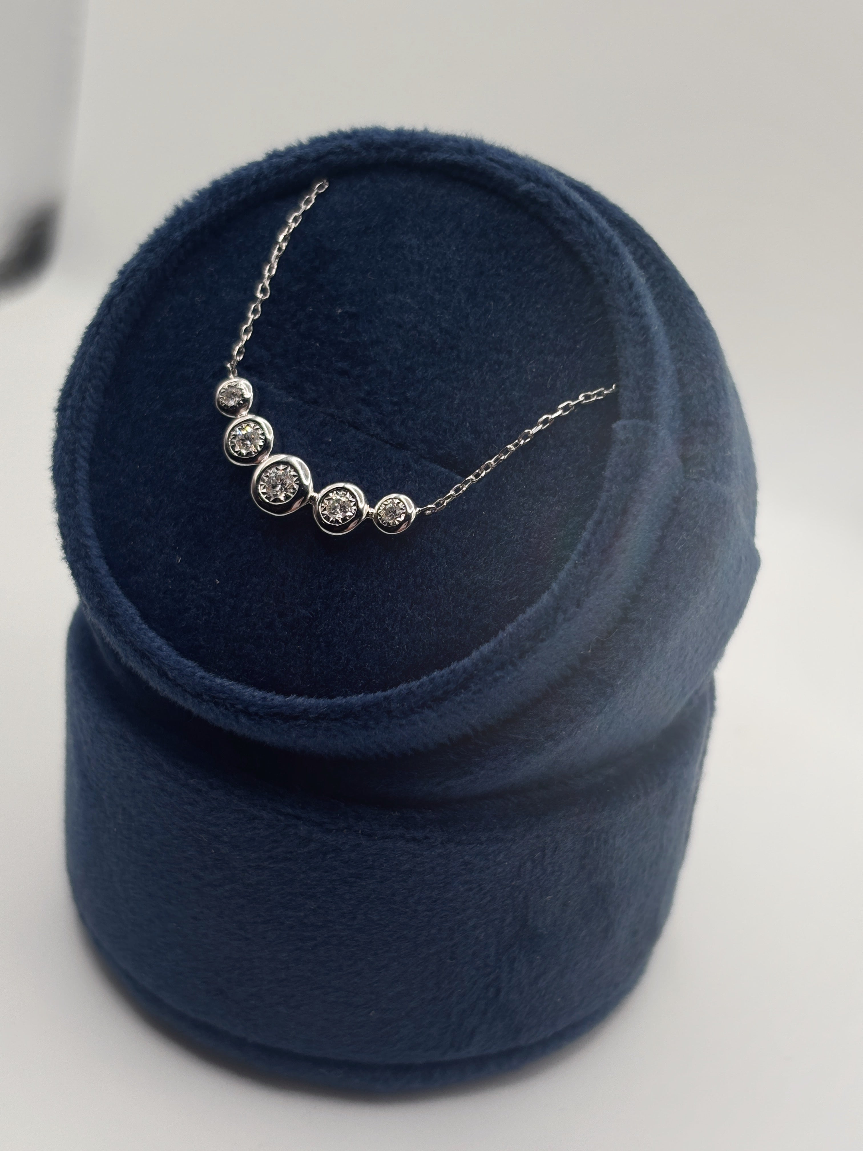 14K White Gold Tapered Bezel Diamond Pendant