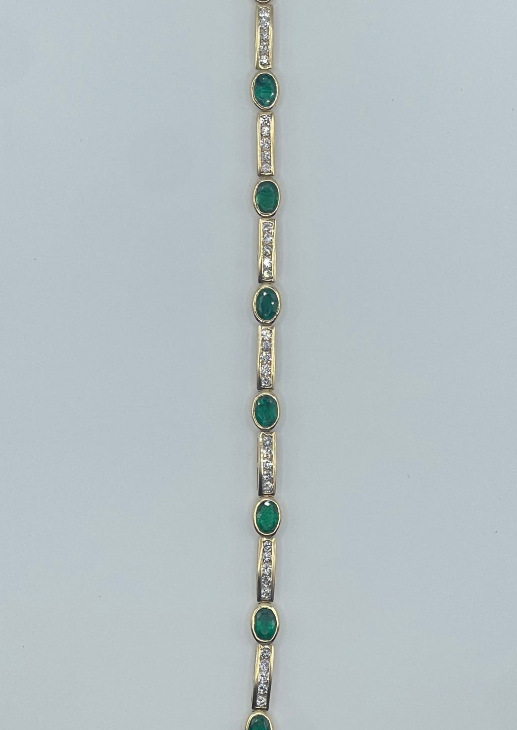 14k Yellow Gold Diamond and Emerald Bracelet