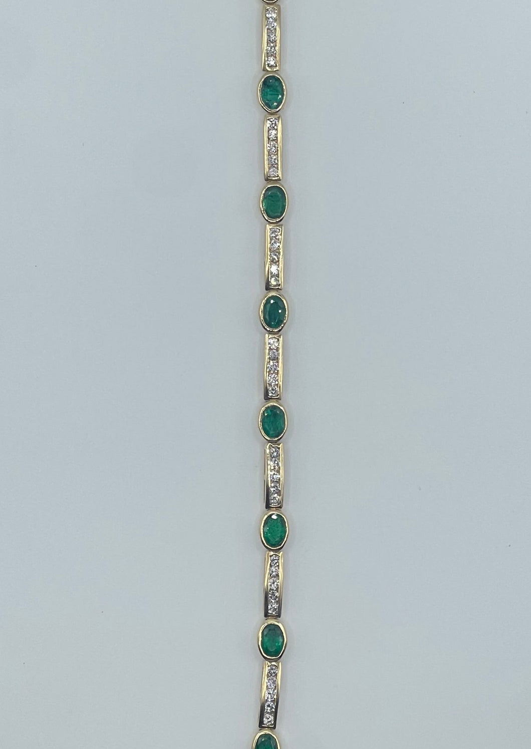 14k Yellow Gold Diamond and Emerald Bracelet