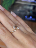 14K Yellow Gold Diamond Bypass Cuff Ring