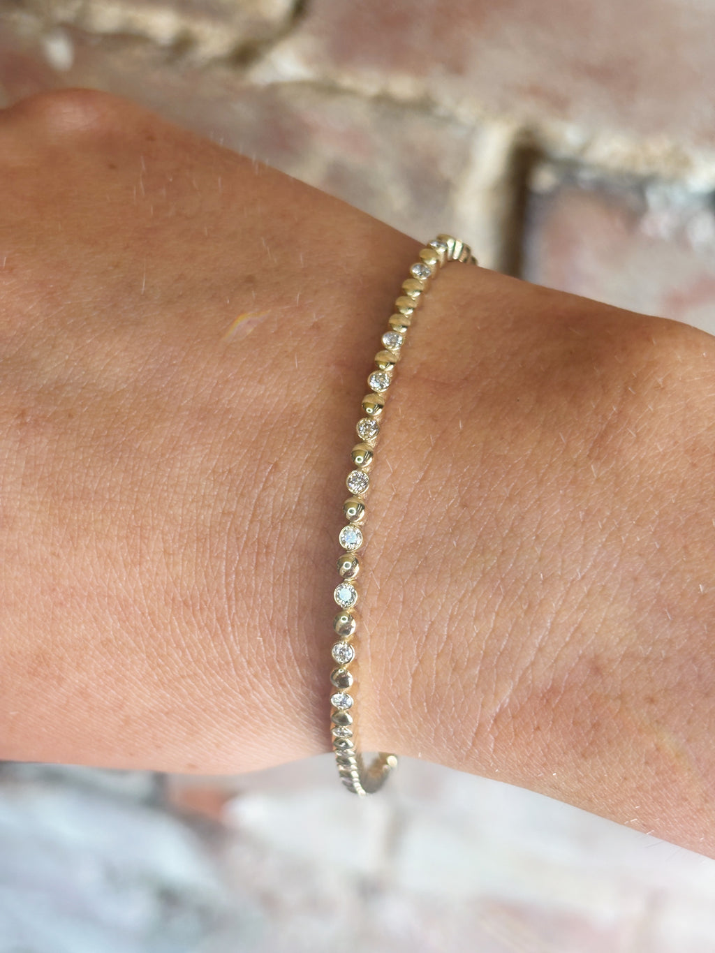 Diamond Bubble Bead Bracelet in Yellow Gold