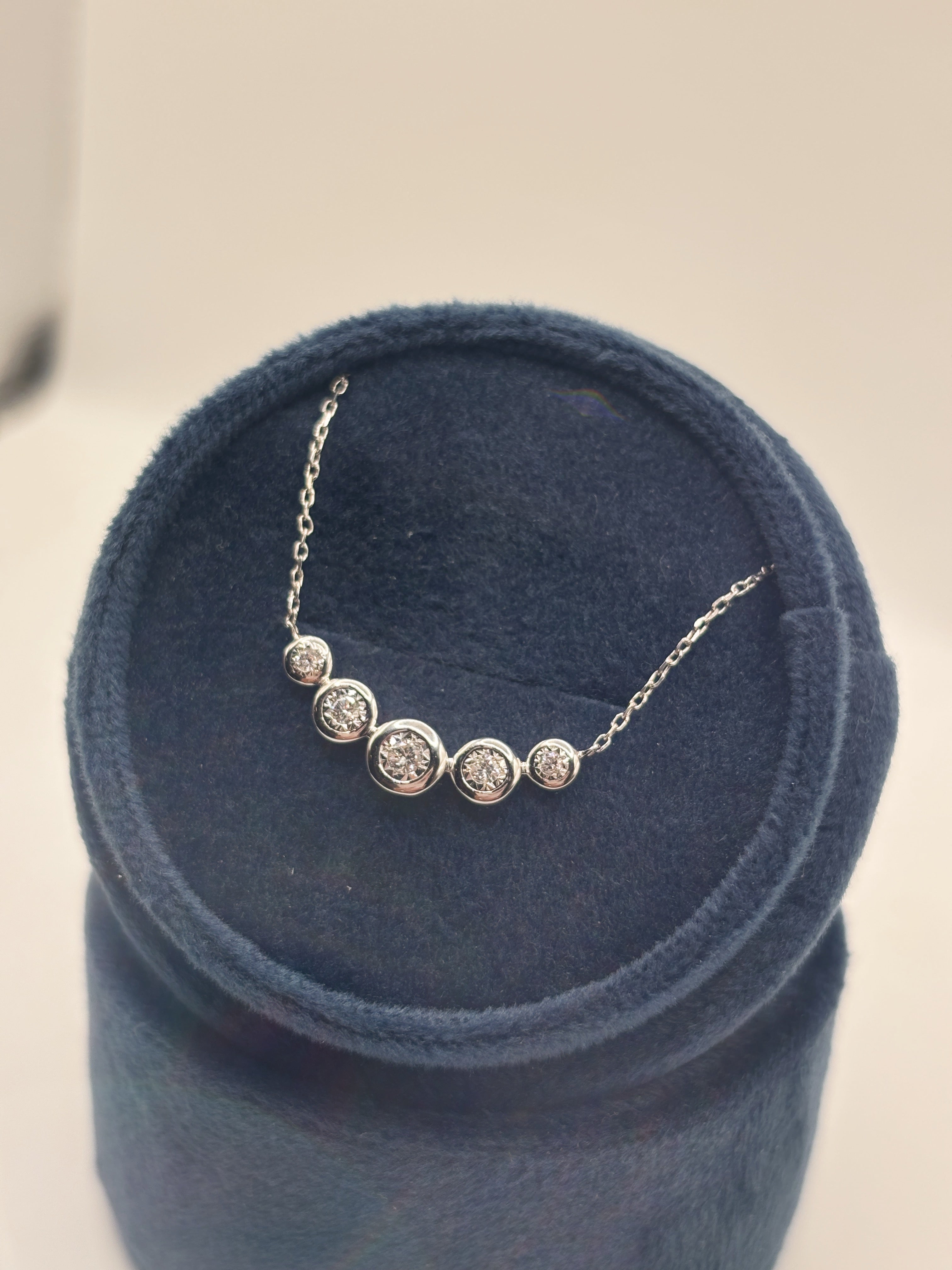 14K White Gold Tapered Bezel Diamond Pendant