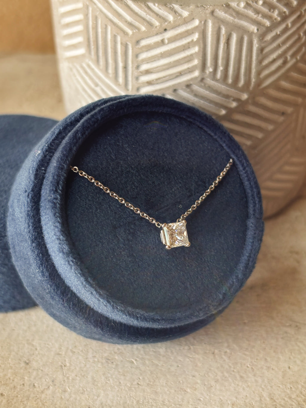 Princess Cut Diamond Pendant Necklace