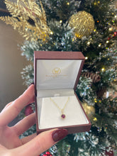 Load image into Gallery viewer, 14k Yellow Gold Round Ruby and Diamond Halo Pendant
