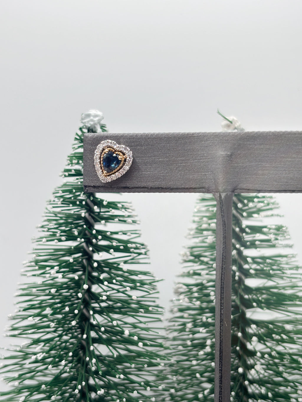 Heart Shaped Sapphire Stud Earrings