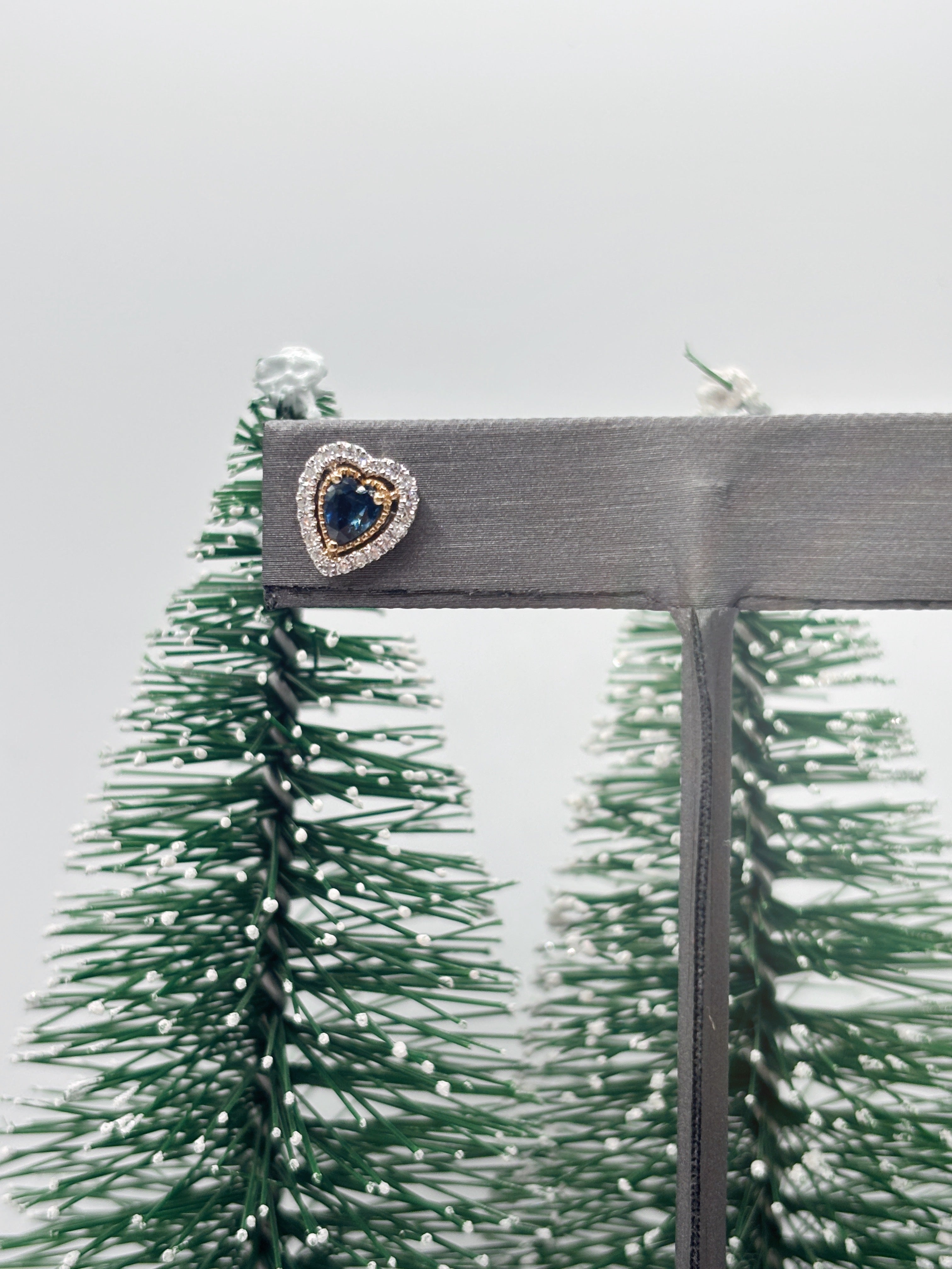 Heart Shaped Sapphire Stud Earrings