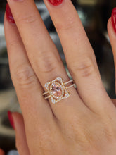 Load image into Gallery viewer, 18K Yellow Gold Morganite and Diamond Double Band Halo Ring
