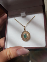 Load image into Gallery viewer, 14K Yellow Gold Emerald Halo Pendant with Fluted Dome Setting
