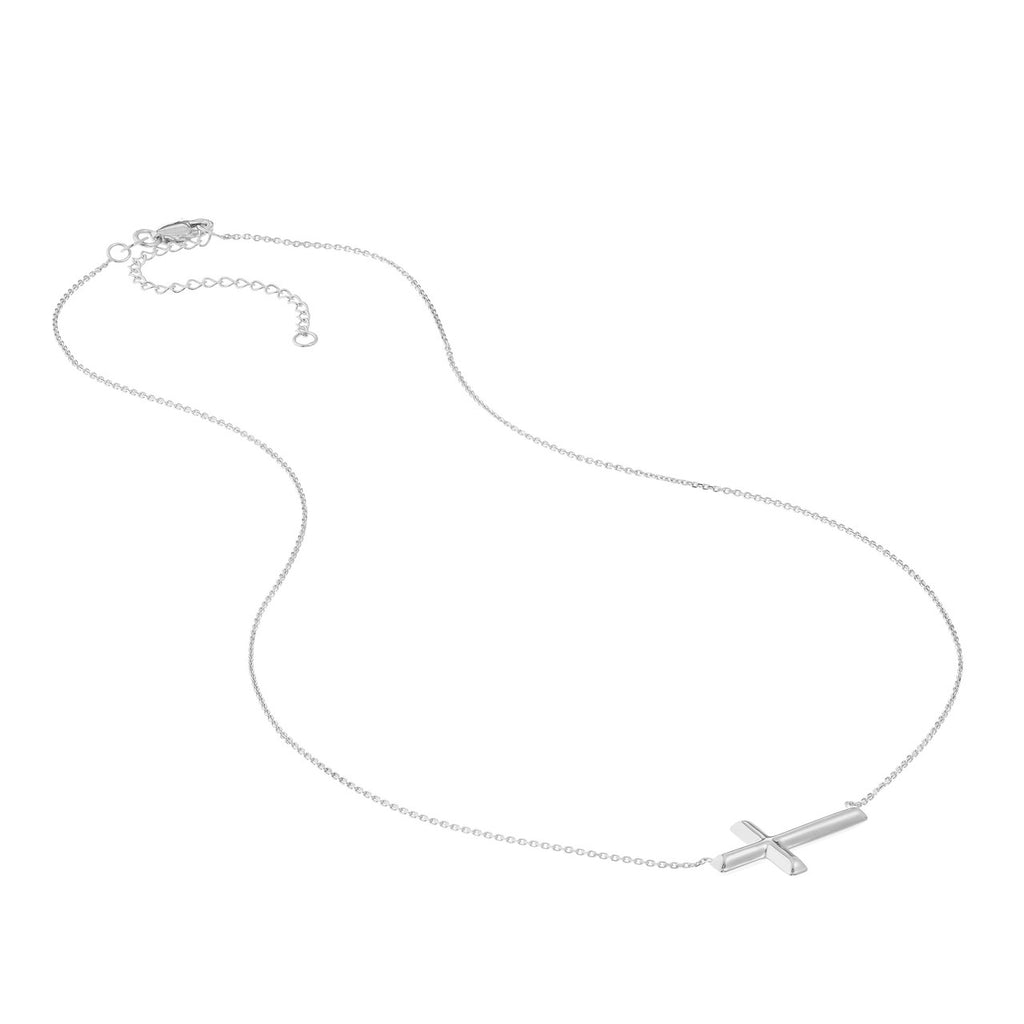 14k Gold East-to-West Sideways Cross Adjustable Necklace