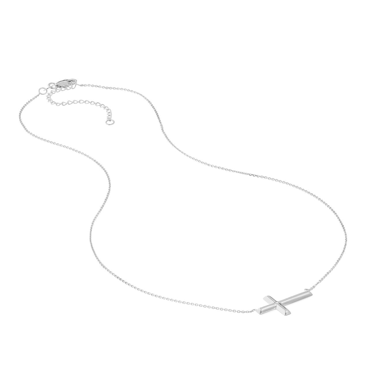 14k Gold East-to-West Sideways Cross Adjustable Necklace