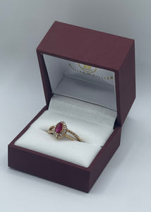 Elegant Twisted Rope Split Shank Marquise Ruby and Diamond Ring