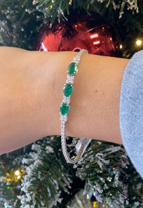 18K White Gold Bracelet with 2.50ctw Zambian Emeralds & 2.40ctw Diamonds