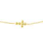 14K Gold Adjustable Small Beaded Cross Bracelet