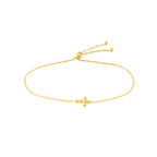 14K Gold Adjustable Small Beaded Cross Bracelet