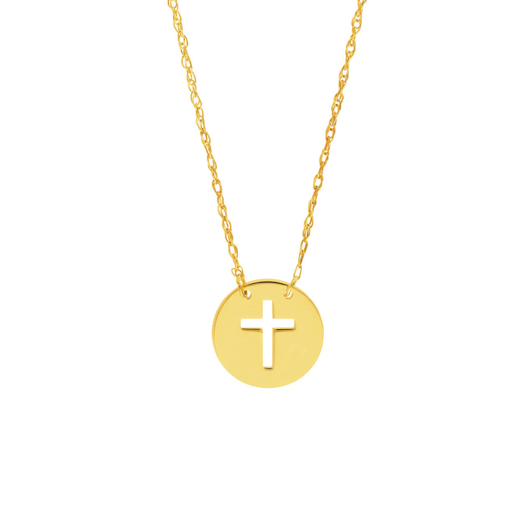 14K Gold 'So You' Mini Cutout Cross Adjustable Necklace