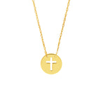 14K Gold 'So You' Mini Cutout Cross Adjustable Necklace