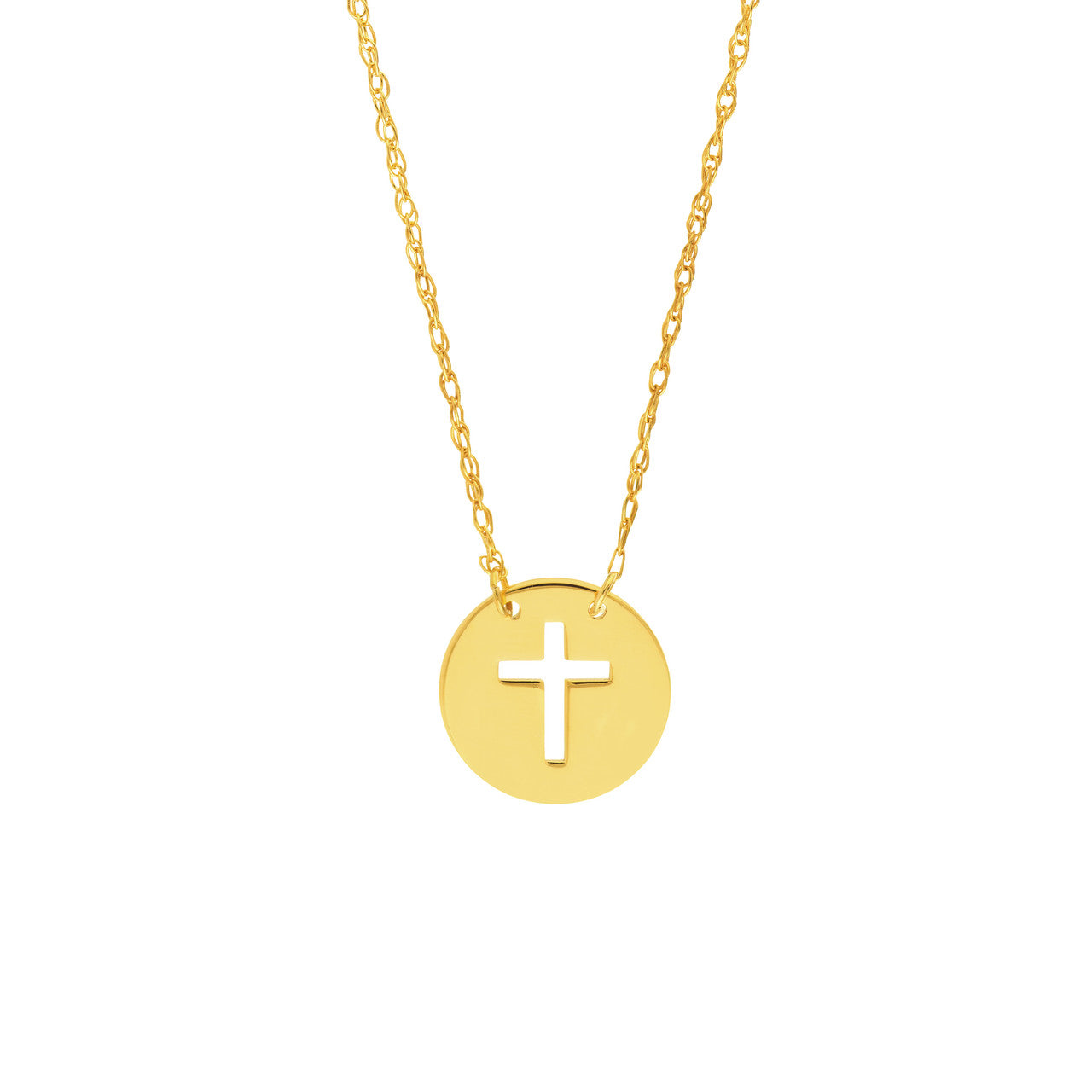 14K Gold 'So You' Mini Cutout Cross Adjustable Necklace