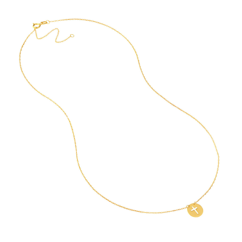 14K Gold 'So You' Mini Cutout Cross Adjustable Necklace