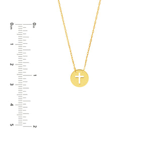 14K Gold 'So You' Mini Cutout Cross Adjustable Necklace