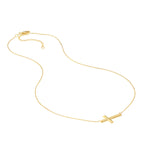 14k Gold East-to-West Sideways Cross Adjustable Necklace