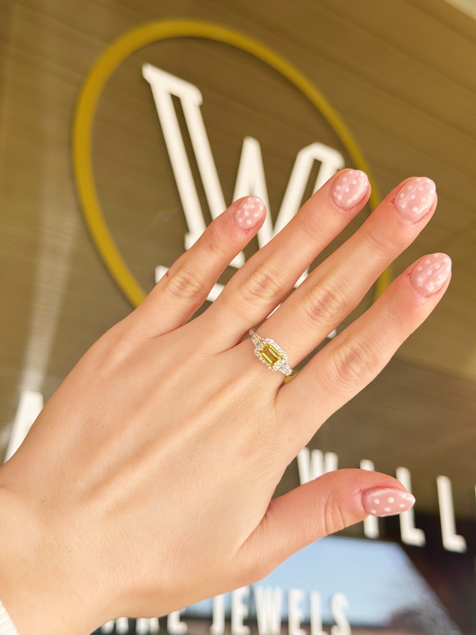 Yellow Sapphire & Diamond Halo Ring