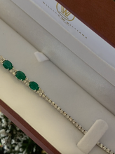 Load image into Gallery viewer, 18K White Gold Bracelet with 2.50ctw Zambian Emeralds &amp; 2.40ctw Diamonds
